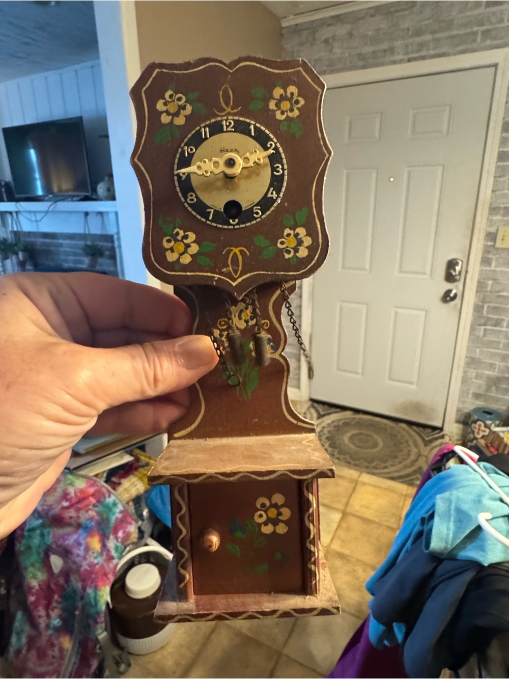 Vintage HECO German Mini Grandmother Clock Key & Original Instructions